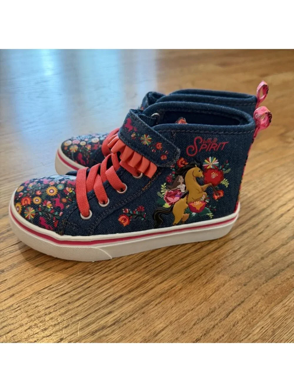 Wild Spirit Denim High Top Embroidered Sneakers Shoes NWOT Girls 12